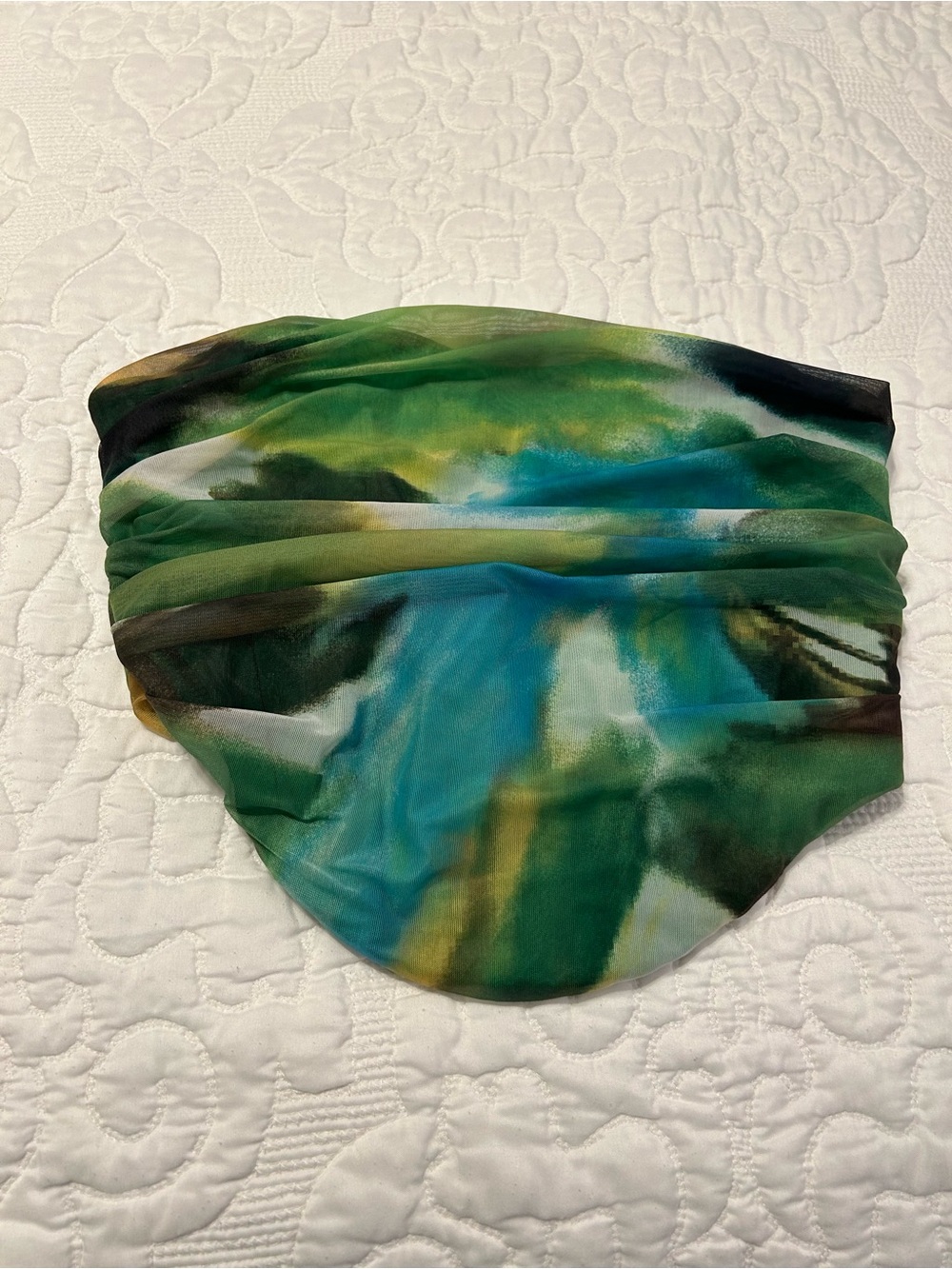 WFFS Green Blue Tie-Dye Effect Crop Tube Top